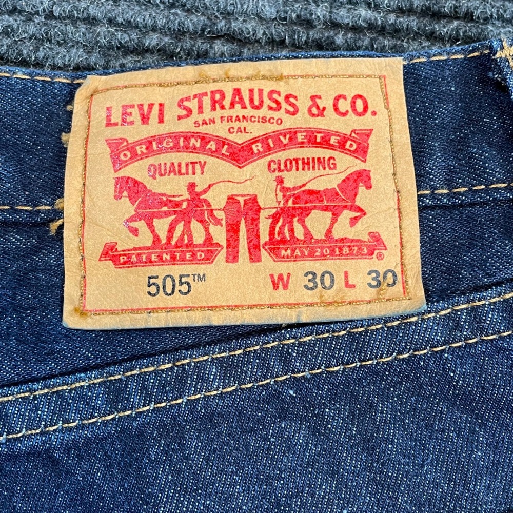 Levis 505 Regular Fit Straight Leg Jeans Mens 30x30 Dark‎ Indigo Blue Denim - Picture 4 of 7